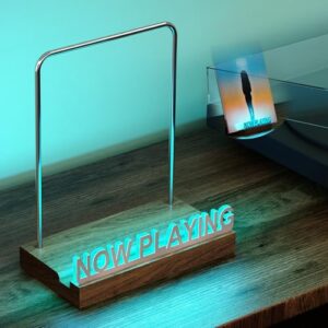 KORRTFID Suporte Para Discos De Vinil "Tocando Agora", Suporte Iluminado Para Discos De Vinil Com 7 Cores De Luz, Luzes Multicoloridas E Letras Em Acrílico À Prova De Impressões Digitais (Equipamentos)