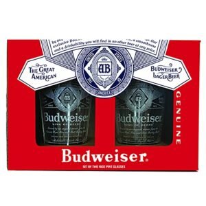 Budweiser Copos de cerveja, conjunto de copos de cerveja para bebidas, refrigerante, água, comporta 473 ml, pacote com 2 (Cervejas)