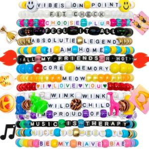KANDI BAR Pulseiras Good Vibes Rave (pacote com 36) | Edição 2024 | Use e troque acessórios feitos à mão para festival de música PLUR | Frases diferentes todas as vezes (CDs)