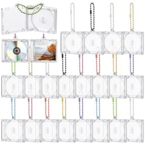 Misdary 20 peças de mini CD porta-chaves Álbum Capas de Plástico Cd Capa de DVD Transparente Joia Chaveiro Música Em Branco Mini Suporte de Disco Compacto Pingente para DIY Mochila Pendurada Decoração (CDs)