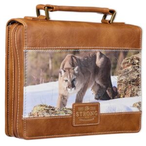 Bible Cover Classic Brown/Mountain Lion Printed Be Strong Josh. 1:9 - Christian Art Gifts (CDs)