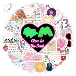 51 peças Pop Singer Tyler Music Lyrics adesivos para adultos, brilha no escuro, letras folclóricas, garrafa de água, decalques para laptop, vinil, adolescentes, fãs de música, guitarra, telefone, (Discos de Vinil)
