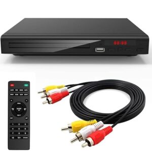 Leitor de DVD doméstico, TV, CD Player compacto, suporta sistema NTSC/PAL com saídas estáveis RCA/entrada USB 128G, contém controle remoto e cabo RCA (sem cabo HDMI) (CDs)