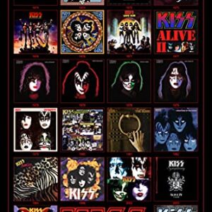 Kiss Poster Álbum Capas Discos Vinil Destroyer Rock Band Posters Mercadoria Memorabilia Heavy Metal Music Merch 1970 Clássico Vintage Decoração Cool Wall Art Print Poster 12x18 (Discos de Vinil)