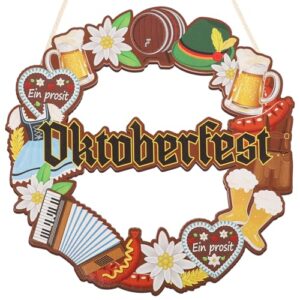 COCHIE Placa De Decoração Oktoberfest, Guirlanda De Madeira Biergarten Ein Prosit Para Porta Da Frente, Varanda, Janela Ou Parede, Decoração Alemã De Cerveja Oktoberfest Para Festas Em Casa (Cervejas)