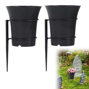 Vaso de metal para cemitério, suporte de flores, cemitério, vaso de flores com pontas no chão, marcadores de túmulo, cemitério, decoração funerária (CDs)