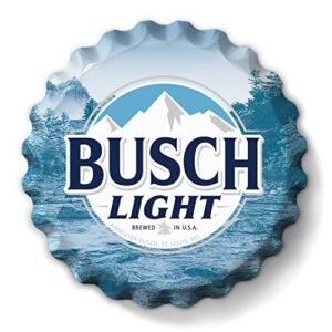 Desperate Enterprises Tampa de garrafa Busch Light em forma de carimbo – Placa de alumínio premium – Feita nos EUA – Redonda de 45,72 cm (Cervejas)
