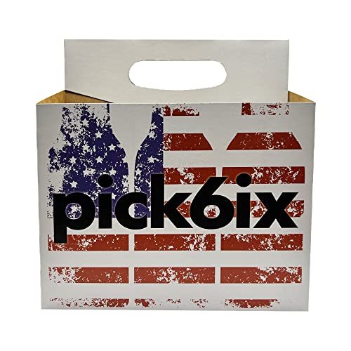 Pacote com 150 suportes de garrafa de cerveja com design de bandeira que serve em garrafas de 355 a 473 ml. Resistente | Papel branco e kraft comporta seis garrafas | Porta-garrafa de cerveja para transporte seguro e fácil - (Bandeira de 150 peças) (Cervejas)