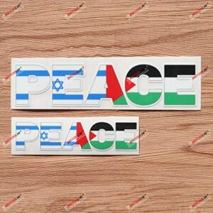 Adesivo de vinil Palestine Israel Peace Word Gaza - Pacote com 2 brilhantes, 10 cm, 15 cm - para laptop de carro barco (Discos de Vinil)