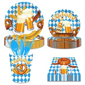 Adirasenotek Conjunto De Decoração Para Oktoberfest Com Pratos, Guardanapos, Copos, Canudos E Talheres Para Festa Temática Alemã, Festival De Cerveja Bávara E Aniversários (93 Peças). (Cervejas)