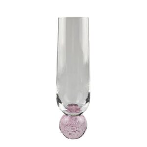 Conjunto 6 Taças de Vidro com Base Esfera Colorida, Vinho 400ml ou Champagne 300ml, Rosa, Amarelo ou Azul (Rosa, 300, Millilitros) (Vinhos)