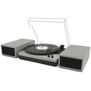 LP&No.1 Leitor de discos com alto-falantes estéreos, toca-discos vintage de 3 velocidades, entrada sem fio, saída RCA, função de parada automática | Verde (Equipamentos)