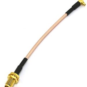 E-outstanding 1 peça MMCX Pigtail macho adaptador de cabo coaxial ângulo reto para conector de antena fêmea RF RG316 SMA com 0,39 polegadas 4 polegadas (CDs)
