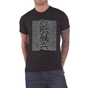 JOYDIVISION Camiseta Joy Division com estampa nas costas do álbum Unknown Pleasures, oficial, masculina, preta, tamanho P. (CDs)