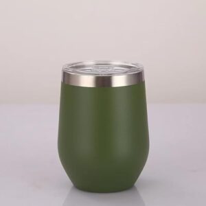 Copo Térmico Ovo Cuia 350ml com Tampa Antivazamento Preto – Aço Inoxidável Parede Dupla com Isolamento a Vácuo, Mantém Bebidas Geladas e Quentes, Design Anatômico Premium. (Verde Escuro) (Cervejas)