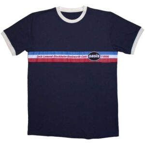 Camiseta com listras horizontais Oasis 1996 Tour, Azul, G (CDs)