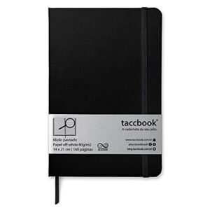 Caderno Quadriculado taccbook® 14x21 cm - Capa Rígida Preta, 160 Páginas Papel Off-White 80g - Ideal para Engenharia, Design e Bullet Journal (CDs)