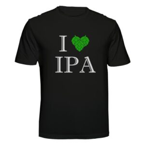 Camiseta Eu Amo Cerveja IPA 100% algodão Masculina Vermelha, Preto, Cáqui, Verde Musgo (BR, Alfa, M, Regular, Preto) (Cervejas)