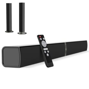 Barra de som para TV – Barra de som Bluetooth com design dividido destacável 2 em 1, aumento de volume dinâmico, graves profundos, sistema de som surround de home theater, entradas ARC/ópticas/AUX e (Equipamentos)