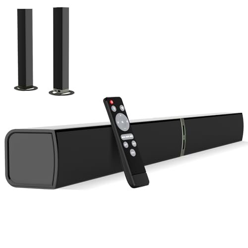 Barra de som para TV – Barra de som Bluetooth com design dividido destacável 2 em 1, aumento de volume dinâmico, graves profundos, sistema de som surround de home theater, entradas ARC/ópticas/AUX e (Equipamentos)