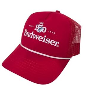Budweiser Boné de aniversário de 150 anos, boné traseiro de malha vermelha, logotipo desde 1876, snapback ajustável (Cervejas)