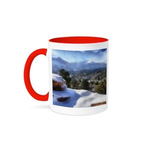 3dRose Caneca vermelha de dois tons Colorado Mountains Snow and Pikes Peak 325 ml (Cervejas)