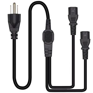Strhowill Cabo Divisor de Energia para Computador, Cabo de Alimentação para Monitor, Cabo de Alimentação Nema 5-15P para Iec320 2X C13 Em Y, Divisor C13, Fonte de Alimentação para 2 Dispositivos (Equipamentos)
