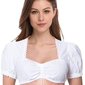 GloryStar Fantasia feminina Oktoberfest da Baviera tradicional Dirndl blusa cropped jardim cerveja branca 2 G (Cervejas)