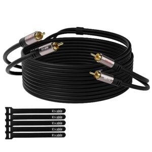 Kxable Cabo Rca de 45m (150 Pés), 2 Cabos de Áudio Estéreo Rca Macho para 2 Rca Macho, Blindagem Dupla Digital-Analógica, Cabo Rca para Subwoofer para Home Theater, Hdtv, Amplificador, Sistema Hi-Fi (Equipamentos)