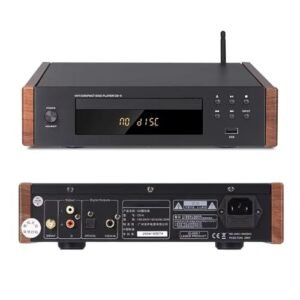 Leitor de CD Hi-Fi sem perdas com saída digital óptica e coaxial, toca-discos audiófilo para sistema de áudio doméstico, compatível com CD, MP3, WMA, CD-R/RW e USB,Black (Equipamentos)