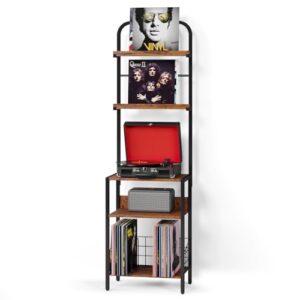 Homsorout Suporte para toca-discos, suporte de toca-discos com armazenamento de discos de vinil de 2 níveis, mesa de toca-discos de até 200 álbuns, mesa de canto para discos de vinil, suporte de disco (Equipamentos)