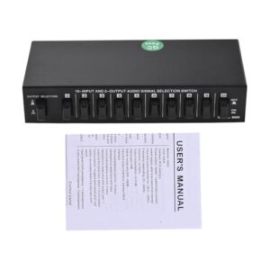 Hosioe Seletor de Sinal de Frequência áudio 10 Em 2 Saídas, Transição Suave para Reprodutor CD áudio TV, Aço Preto (Equipamentos)