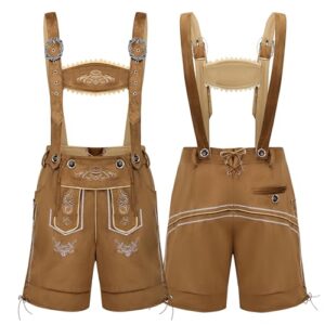 SightYoung Roupas masculinas Oktoberfest, fantasias tradicionais da Oktoberfest, fantasia de Lederhosen da Baviera alemã, fantasias de Halloween do festival da cerveja, marrom, G (Cervejas)