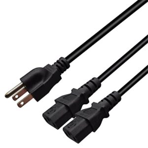 Strhowill Cabo Divisor de Energia para Computador, Cabo de Alimentação para Monitor, Cabo de Alimentação Nema 5-15P para Iec320 2X C13 Em Y, Divisor C13, Fonte de Alimentação para 2 Dispositivos (Equipamentos)
