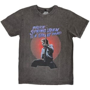 Rock Off officially licensed products Camiseta masculina Bruce Springsteen Live Photo Stone Wash Cinza carvão (CDs)