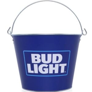 Bud Light Balde de cerveja de metal com interior galvanizado, azul, 2 galões, balde de gelo com alça (Cervejas)