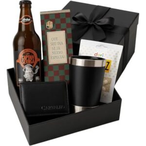 Kit Presente Masculino com Cerveja Artesanal, Copo Térmico, Carteira, Chocolate e Amendoim | Presente Dia Pais, Namorado, Aniversário e Natal (Cervejas)