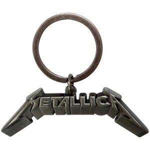 Rock Off officially licensed products Chaveiro com logotipo de banda 3D Metallica tamanho único, Prata, tamanho �nico (CDs)
