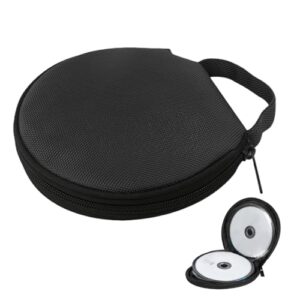 Estojo preto para CD DVD com capacidade para 20 unidades, portátil, organizador de carteira de armazenamento redondo para carro, casa, viagem (CDs)