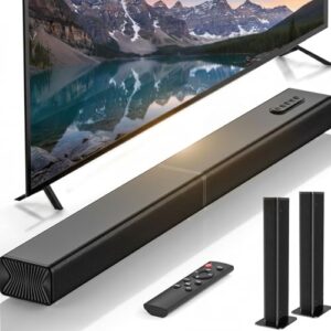 GOWENIC Caixa de Som para TV, Soundbar Com Bluetooth 5.4 e Conexões ARC, USB, AUX e Óptica, 3 Modos de Equalização, 2 Em 1 Com Alto-falantes Destacáveis ​​para Home Theater, Filmes e (US) (Equipamentos)