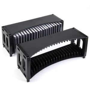 alavisxf xx Rack de armazenamento de CD, pacote com 2 organizadores empilháveis de armazenamento de CD, pode conter 40 caixas finas de CD para joias, suporte de CD para casa, escritório, sala de (CDs)