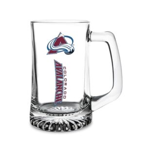 Rico Industries NHL Hockey Colorado Avalanche Caneca de vidro padrão 400 ml – Caneca com logotipo oficial, caneca de cerveja de vidro transparente resistente para casa, bar ou dia de jogo (Cervejas)