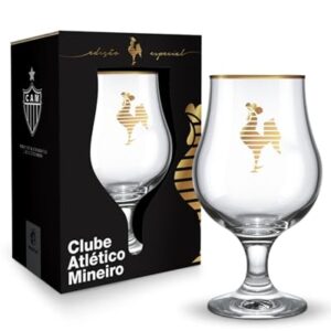 Taça Atlético Mineiro Oficial Licenciada 400ml Vidro Premium com Borda Dourada | Taça Cerveja Galo Galo Doido | Presente Torcedor Atleticano (Cervejas)