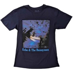 Camiseta Echo & The Bunnymen logotipo Ocean Rain Band oficial masculina azul marinho, Azul marino, P (CDs)