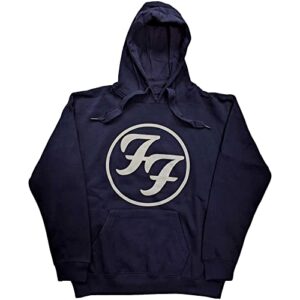 Foo Fighters Moletom com capuz Ff Band Logo oficial unissex azul marinho, Azul marinho, Large (CDs)