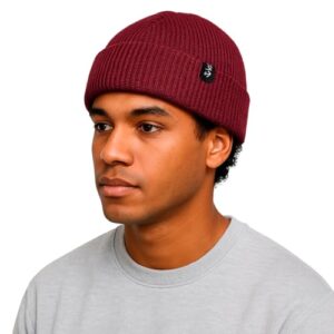 Gorro Curto Touca de Lã Tricô Canelado Estilo Marinheiro Docker Beanie Unissex Frio Intenso Básico Adulto Preto Cinza Vinho Rosa Azul Verde (Vinho) (Vinhos)