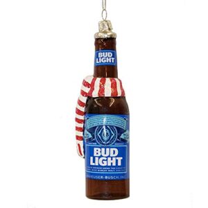 Kurt Adler Garrafa de cerveja Budweiser Bud Light com cachecol de vidro enfeite de árvore de Natal AB4121 (Cervejas)