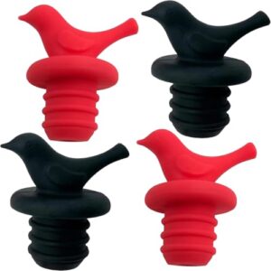 Kit com 4 Tampa Rolha De Silicone Formato Pássaro para Garrafas Vinho Espumante (Misto) (Vinhos)