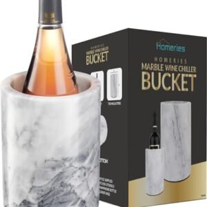 Homeries Refrigerador de Vinho de Mármore Branco - Cooler para Vinho e Champanhe - Mantém Bebidas Frias - Aproximadamente 750 ml (uma garrafa padrão de vinho) (Vinhos)