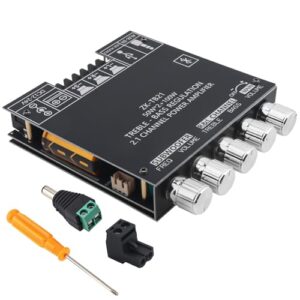 DiGiYes Placa Amplificadora Bluetooth Zk-Tb21, 50W+50W+100W, 2.1 Canais, para Subwoofer, com Controle de Graves E Agudos, Dois Chips Tpa3116D2, Bluetooth 5.0 E Entradas Auxiliares. Amplificador (Equipamentos)